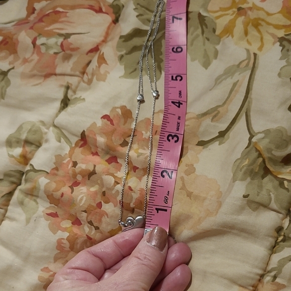 Silver Necklace with Hear Pendant Adjustable , Can Be Worn Long Or As Choker - Picture 5 of 6